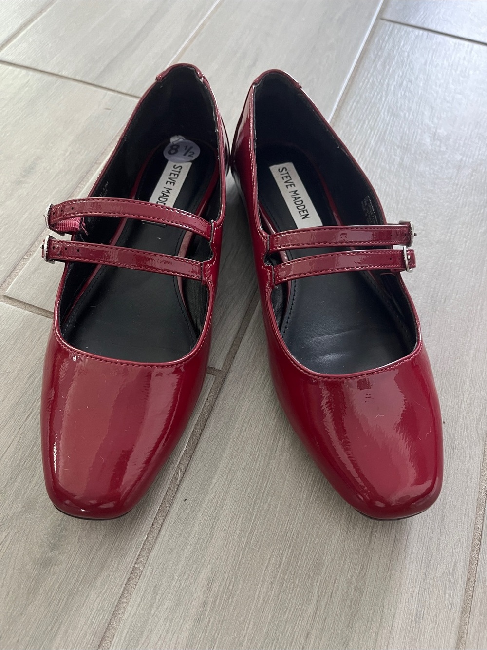 Steve Madden Red Patent Double-Strap Mary Jane Flats